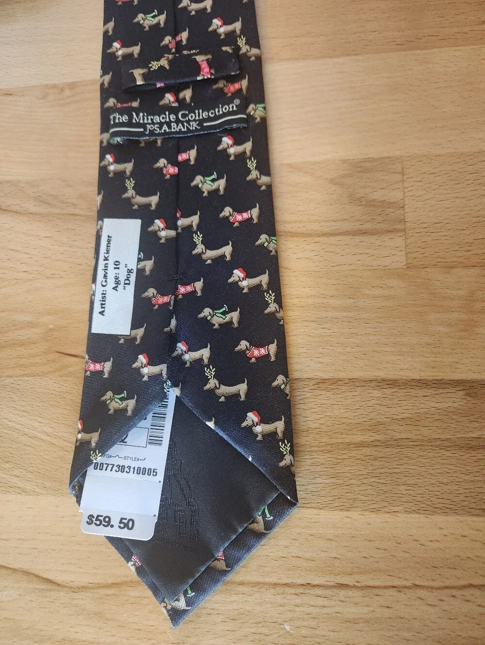 NWT Jos A Bank Miracle Collection Christmas Dachshund Silk Tie Dog Holiday Gift